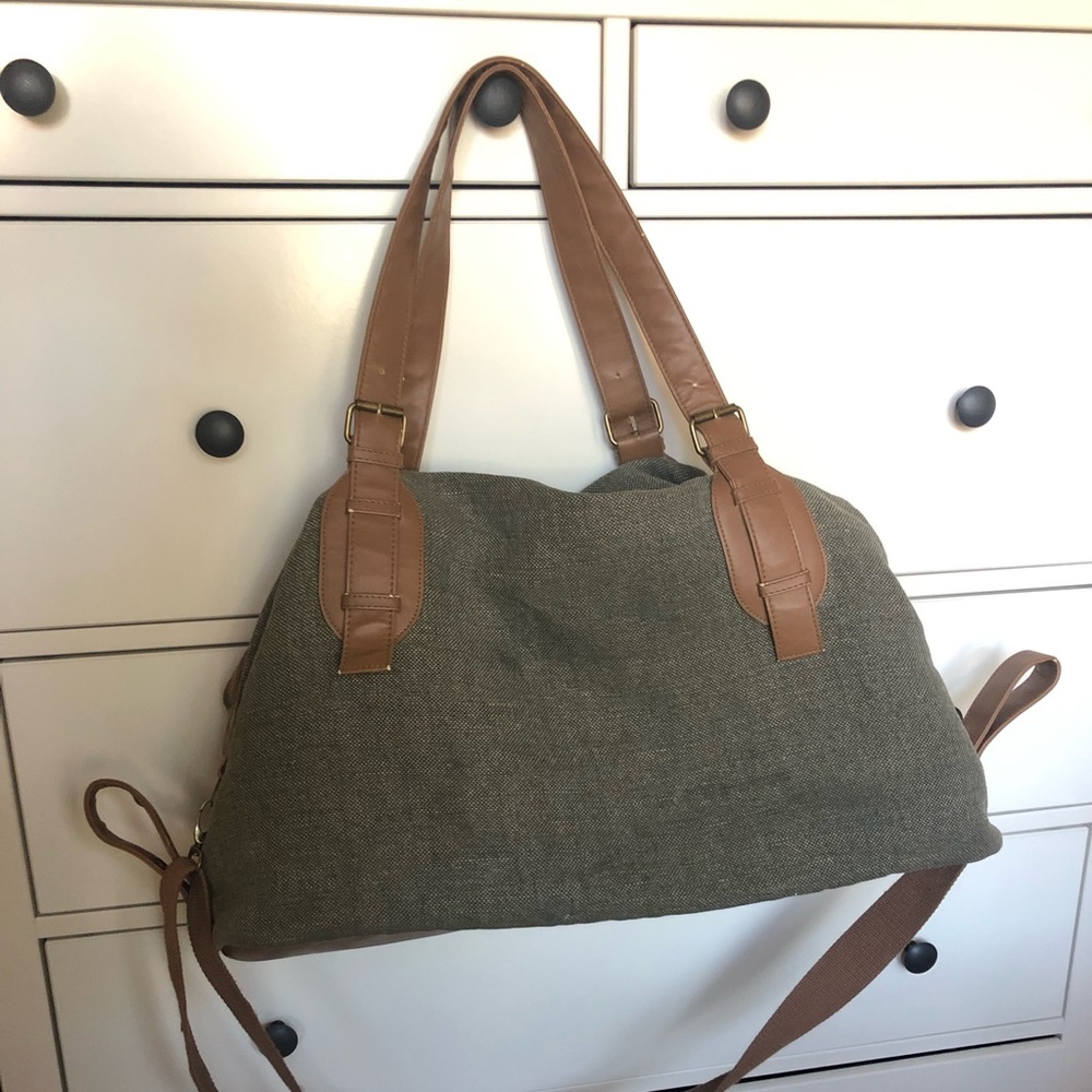 Mossimo Olive Green Tan overnight duffel bag